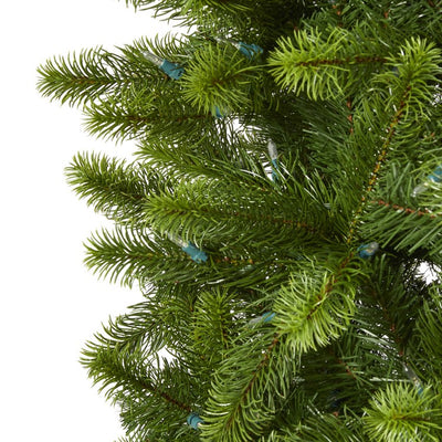 8' Slim Virginia Spruce Artificial Christmas Tree with 600 Warm White (Multifunction LED Lights with Instant Connect Technology and 1294 Bendable Branches