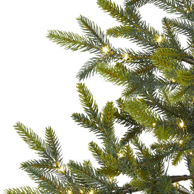 4' Fraser Fir Natural Look Artificial Christmas Tree with 100 Clear LED Lights, a Burlap Base and 403 Bendable Branches