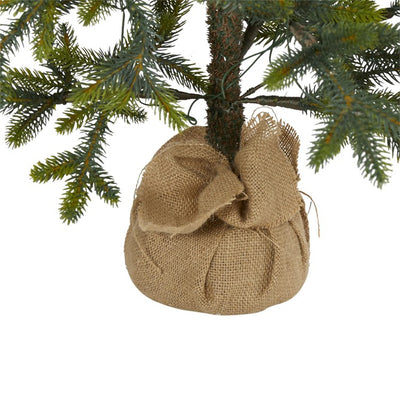 4' Fraser Fir Natural Look Artificial Christmas Tree with 100 Clear LED Lights, a Burlap Base and 403 Bendable Branches