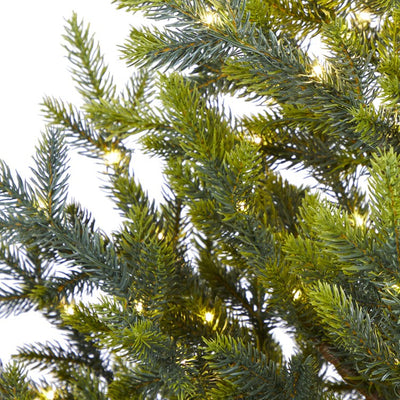 5' Fraser Fir Natural Look Artificial Christmas Tree with 200 Clear LED Lights, a Burlap Base and 853 Bendable Branches