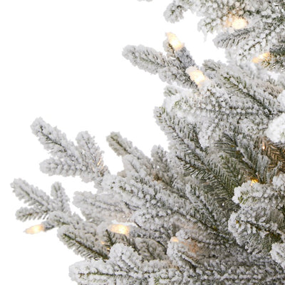 4' Flocked Fraser Fir Artificial Christmas Tree with 300 Warm White Lights and 967 Bendable Branches
