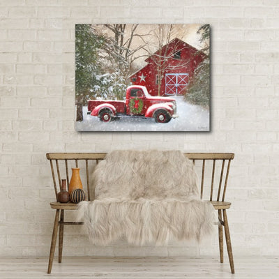 Barn With Truck 30" x 40" Gallery-wrapped Canvas Wall Art