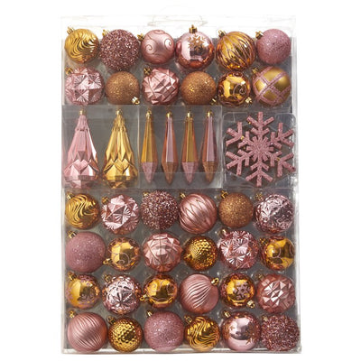 52-Count Holiday Shatterproof 80mm to 150mm Christmas Tree Ornament Box Set with Reusable Tray