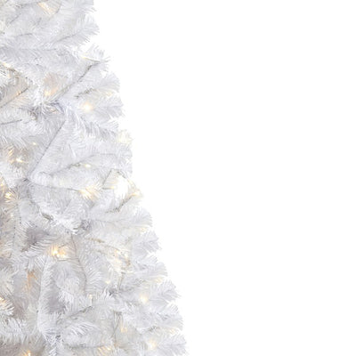6' White Artificial Christmas Tree with 680 Bendable Branches and 250 Clear LED Lights