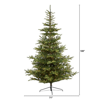 9' Layered Washington Spruce Artificial Christmas Tree with 750 Clear LED Lights and 2055 Bendable Branches