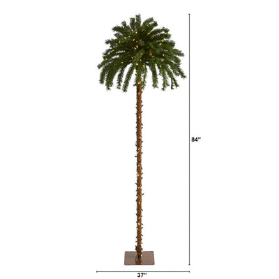 7' Christmas Palm Artificial Tree with 300 White Warm LED Lights