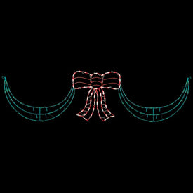 3-Piece Lighted Red and Green Bow and Swag Christmas Decoration