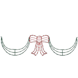3-Piece Lighted Red and Green Bow and Swag Christmas Decoration