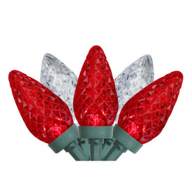 100-Count Red and Pure White Faceted LED C9 Christmas Lights with 66' Green Wire
