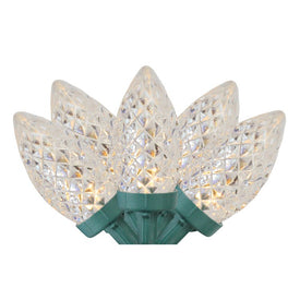 100-Count Warm White LED Faceted C7 Christmas Lights with 66' Green Wire