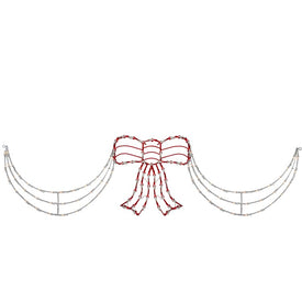 3-Piece Lighted Red and White Bow and Swag Christmas Decoration