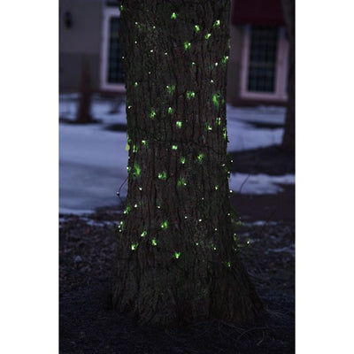2' x 8' Green LED Tree Trunk Wrap Net-Style Christmas Lights with Brown Wire
