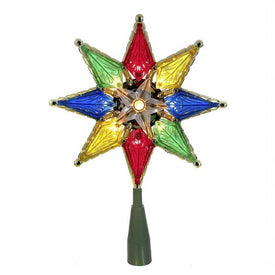 8" 10-Light, 8-Point Multi-Colored Star Tree Topper
