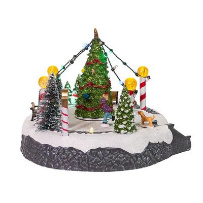 7" Battery-Operated Musical LED Ice Rink with Tree Table-Piece