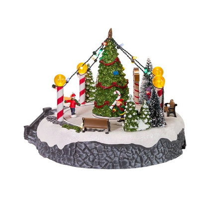 7" Battery-Operated Musical LED Ice Rink with Tree Table-Piece