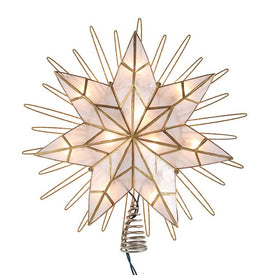 14" 7-Point Natural Capiz Star Lighted Tree Topper
