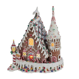 13" Snowy Alpine Inn Gingerbread House, C7 Bulb, Electric Plug