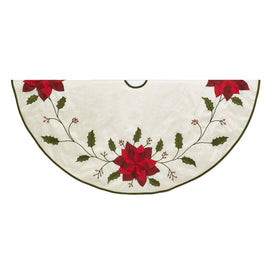 54" Poinsettia and Holly Applique Tree Skirt