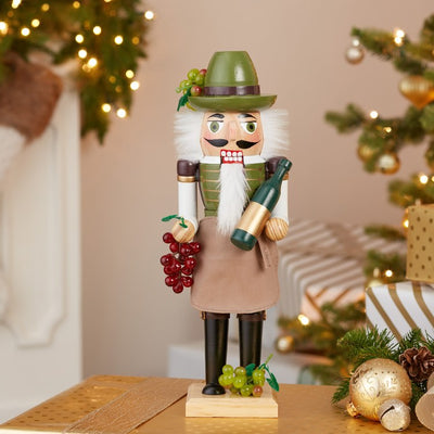 15" Wooden Wine Grower Nutcracker