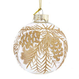 80mm Clear with Gold Pine Cones Glass Ball Ornaments 6-Piece Set