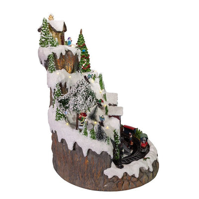 17" Musical Mountain Village, LED Lights, Cordless