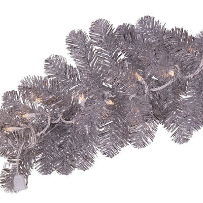 9-Foot Pre-Lit Silver Point Pine Garland