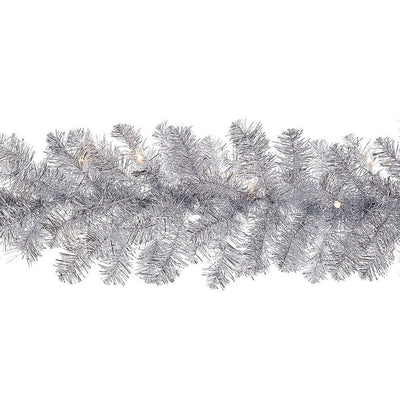 9-Foot Pre-Lit Silver Point Pine Garland
