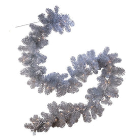 9-Foot Pre-Lit Silver Point Pine Garland