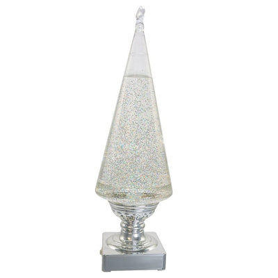 14" Battery-Operated Clear and Silver Lava Light Tree