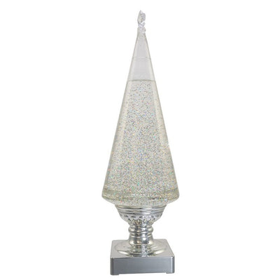 14" Battery-Operated Clear and Silver Lava Light Tree