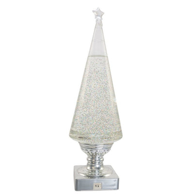 14" Battery-Operated Clear and Silver Lava Light Tree