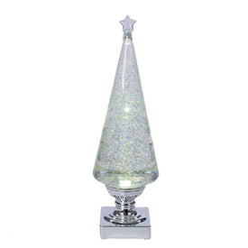 14" Battery-Operated Clear and Silver Lava Light Tree