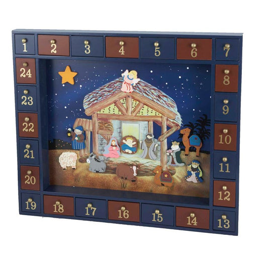 16.75" Wooden Nativity Advent Calendar, 25-Piece Set