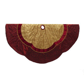 72" Red and Gold Criss-Cross Scallop Tree Skirt