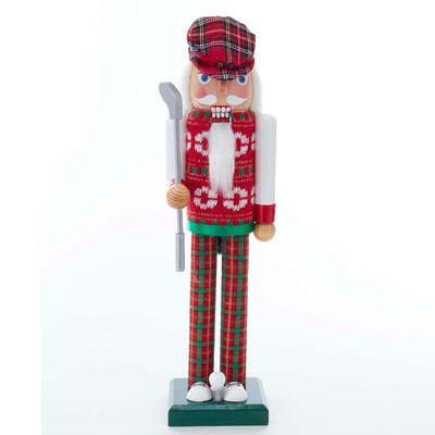 15" Red and Green Golfer Nutcracker