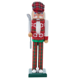 15" Red and Green Golfer Nutcracker
