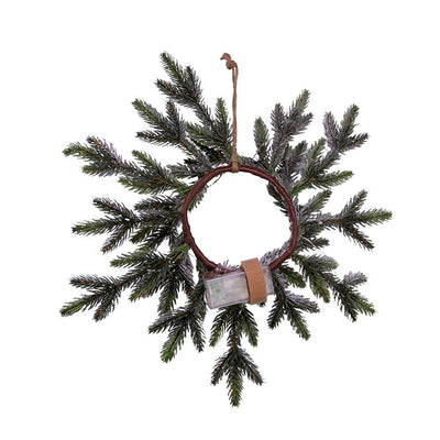 18" 20-Light Battery-Operated LED Flocked Pine Wreath