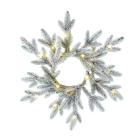 18" 20-Light Battery-Operated LED Flocked Pine Wreath