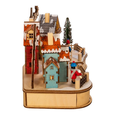 7.08" Battery-Operated Village Musical LED House with Motion