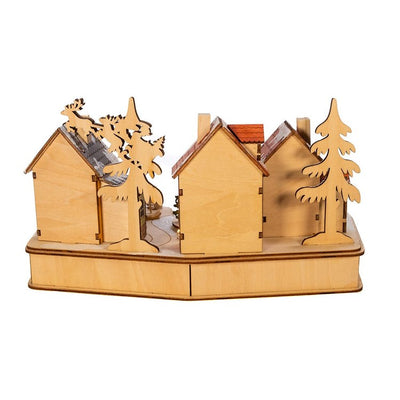 7.08" Battery-Operated Village Musical LED House with Motion