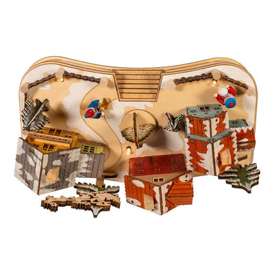 7.08" Battery-Operated Village Musical LED House with Motion