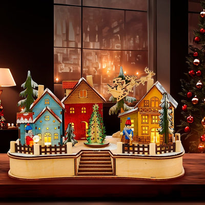 7.08" Battery-Operated Village Musical LED House with Motion