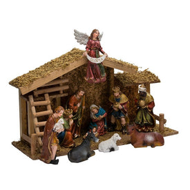 12-Piece Nativity Set with Wooden Stable