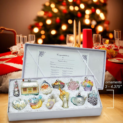 3-4.375" Noble Gems Newlywed's Glass Tree Box Set of 12