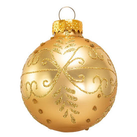 60mm Gold With Pattern Glass Ornaments 12-Piece Box