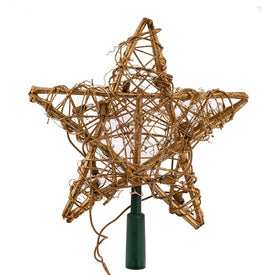 10-Light Rattan Gold Star Tree Topper