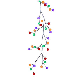6-Foot White Garland Multi-Colored Cotton Ball 48 Lights LED