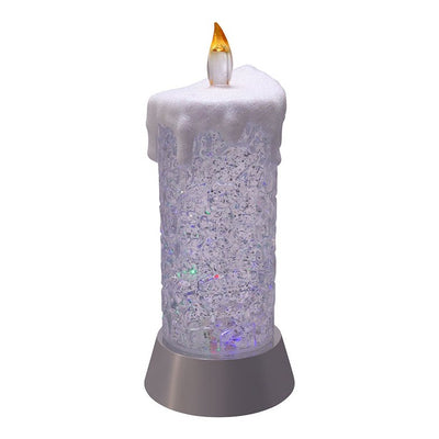 9.25" Battery-Operated Color Changing Snowing Candle
