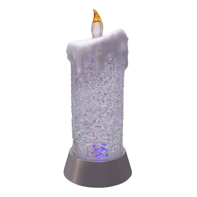 9.25" Battery-Operated Color Changing Snowing Candle