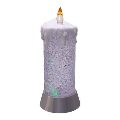 9.25" Battery-Operated Color Changing Snowing Candle